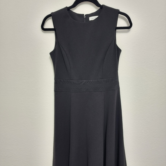 Calvin Klein A-Line Mesh Stripe Black Dress Size 4 - Picture 3 of 10